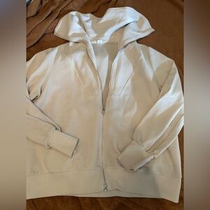 Light Beige Full-Zip Hoodie with Hood